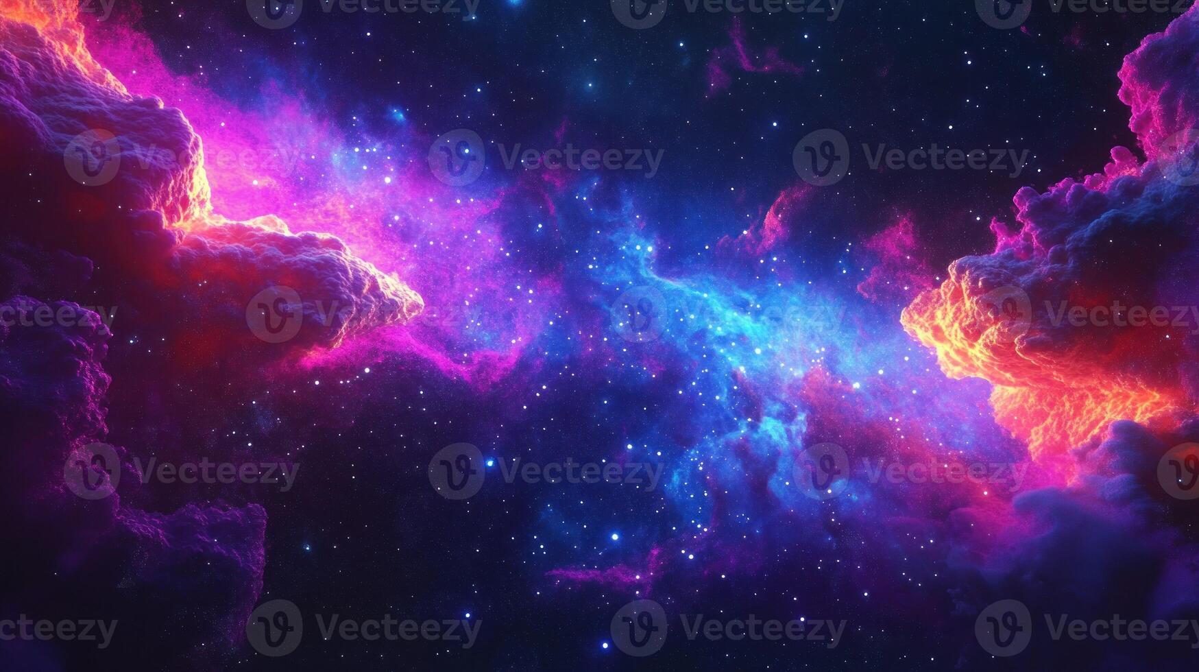 Cosmic Nebula with Vibrant Hues and Scattered Stars photo