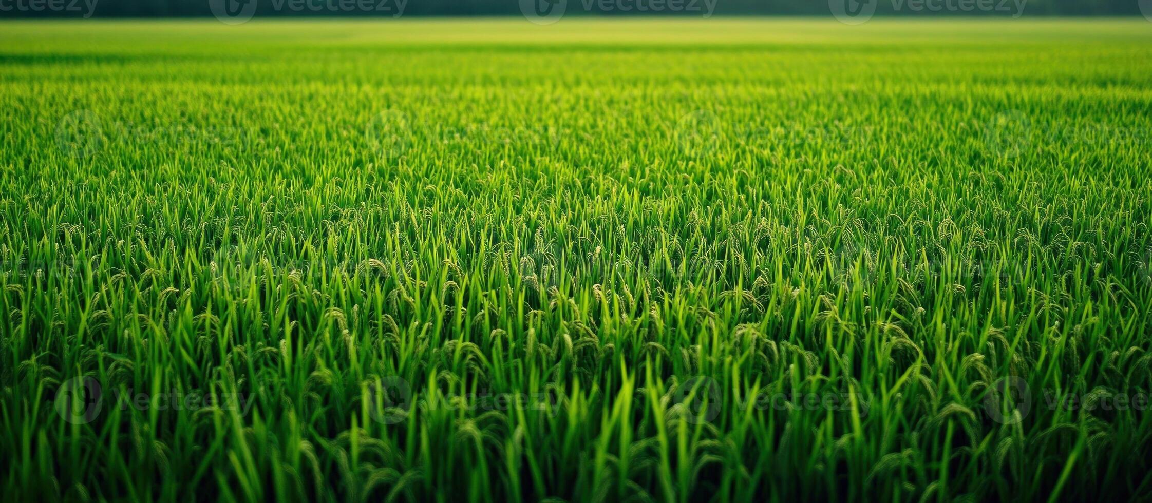 Close-up of Vibrant Green Rice Paddy Field photo