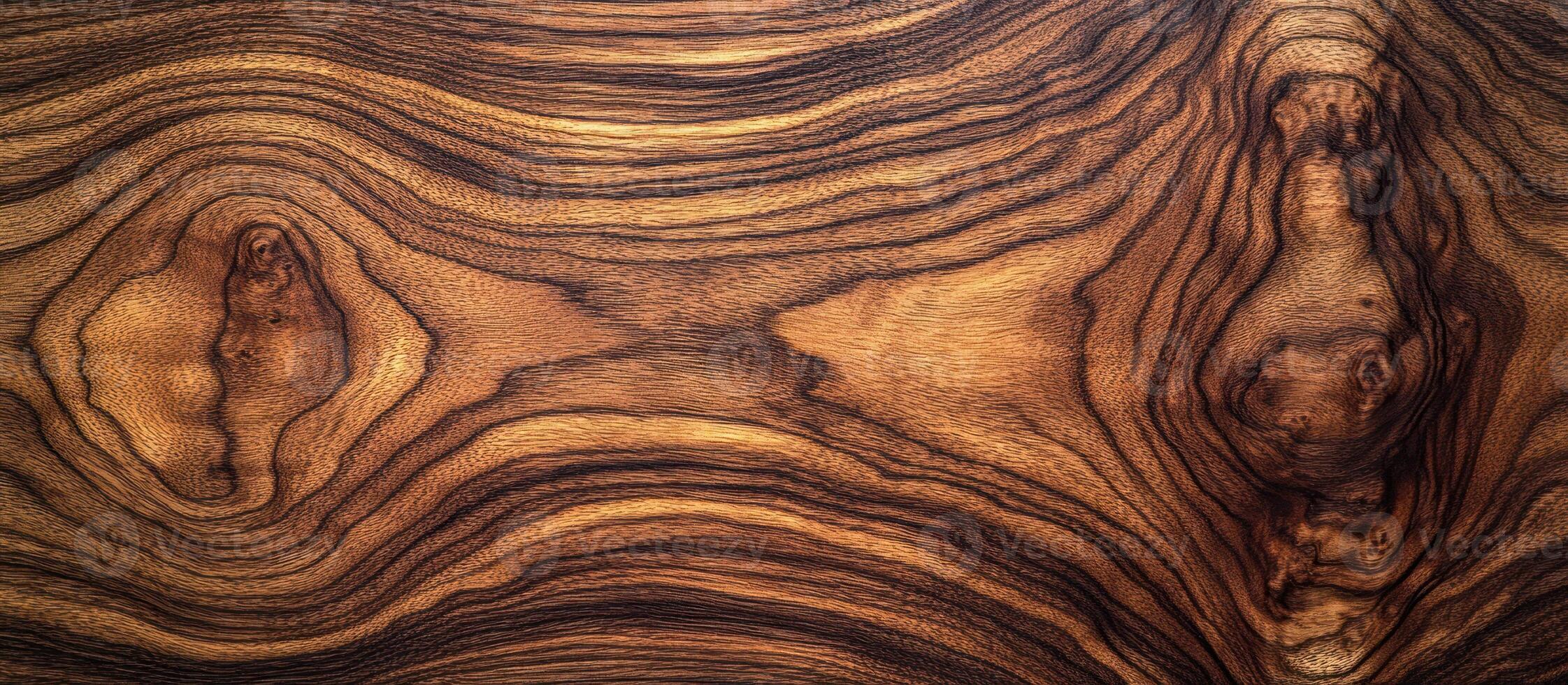 Closeup of Richly-Grained Dark Wood with Swirling Patterns photo