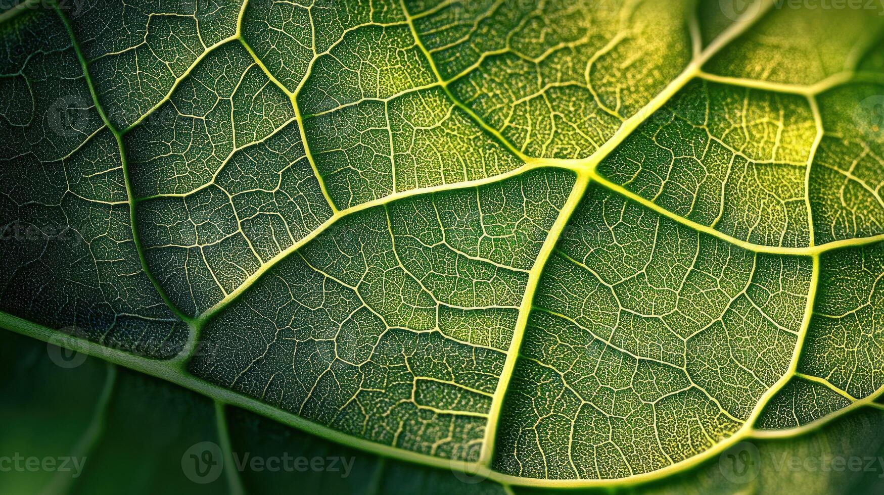 Close-up of a Green Leaf's Veins and Texture photo