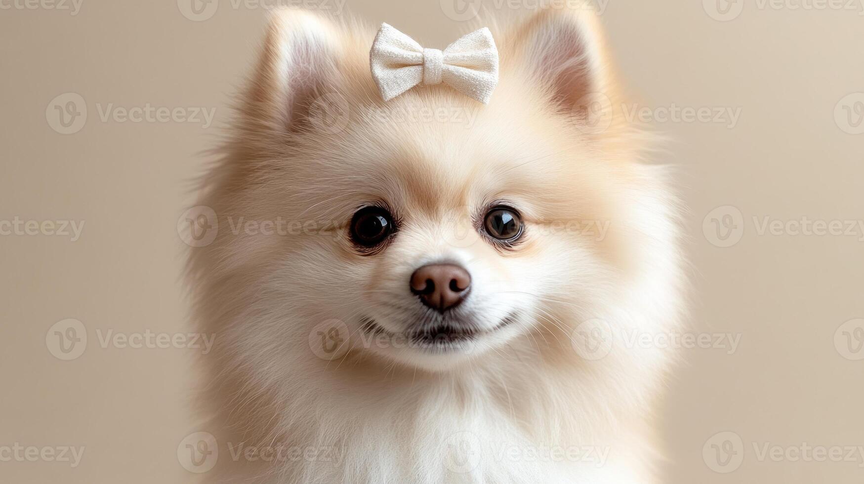 This delightful Pomeranian showcases its playful personality and fluffy coat photo