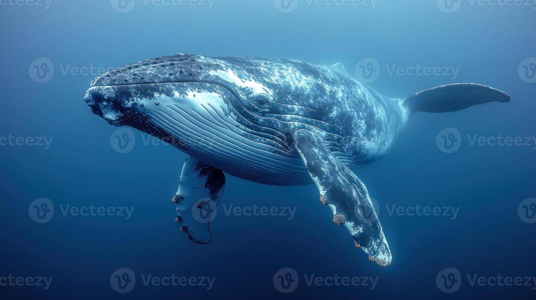 A humpback whale swims elegantly beneath the waves, showcasing its grandeur photo
