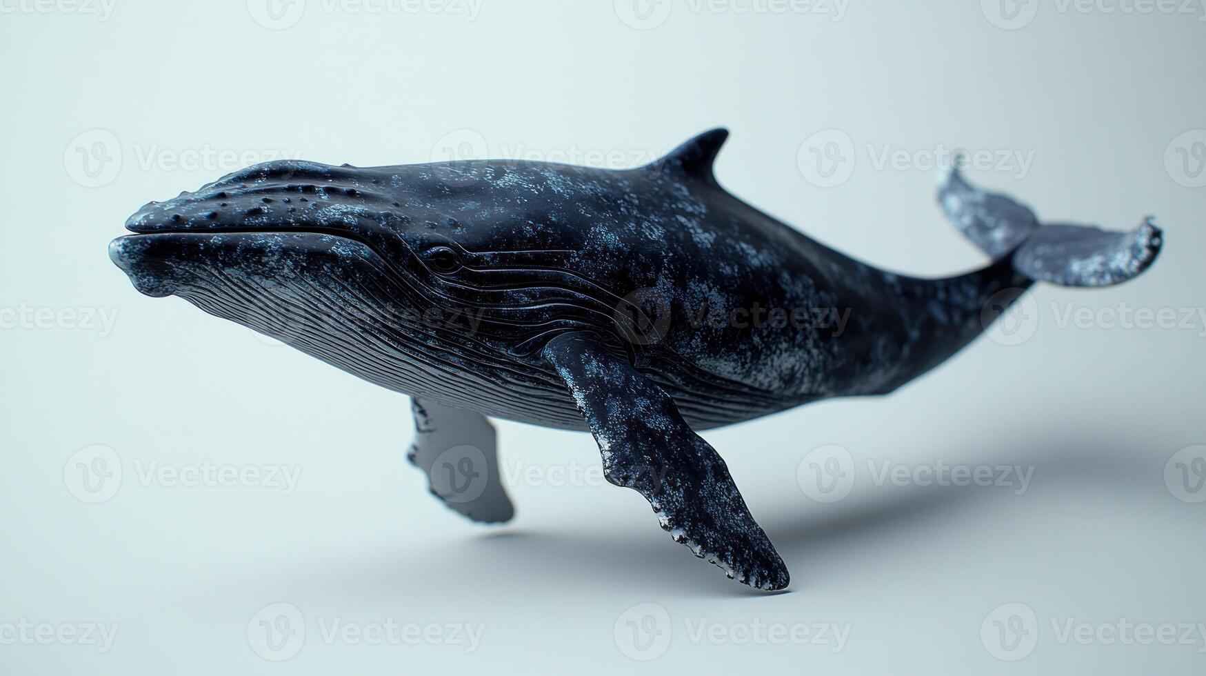 A beautifully crafted humpback whale elegantly swims through soft, tranquil waters photo