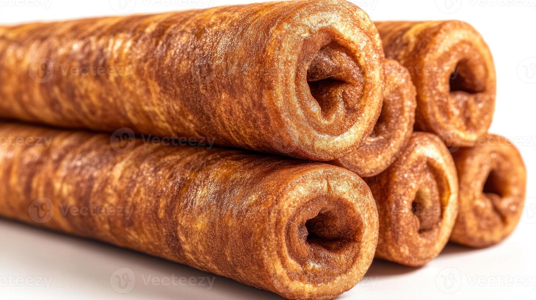 Golden brown rolls are stacked high, showcasing their crispy, flaky texture photo