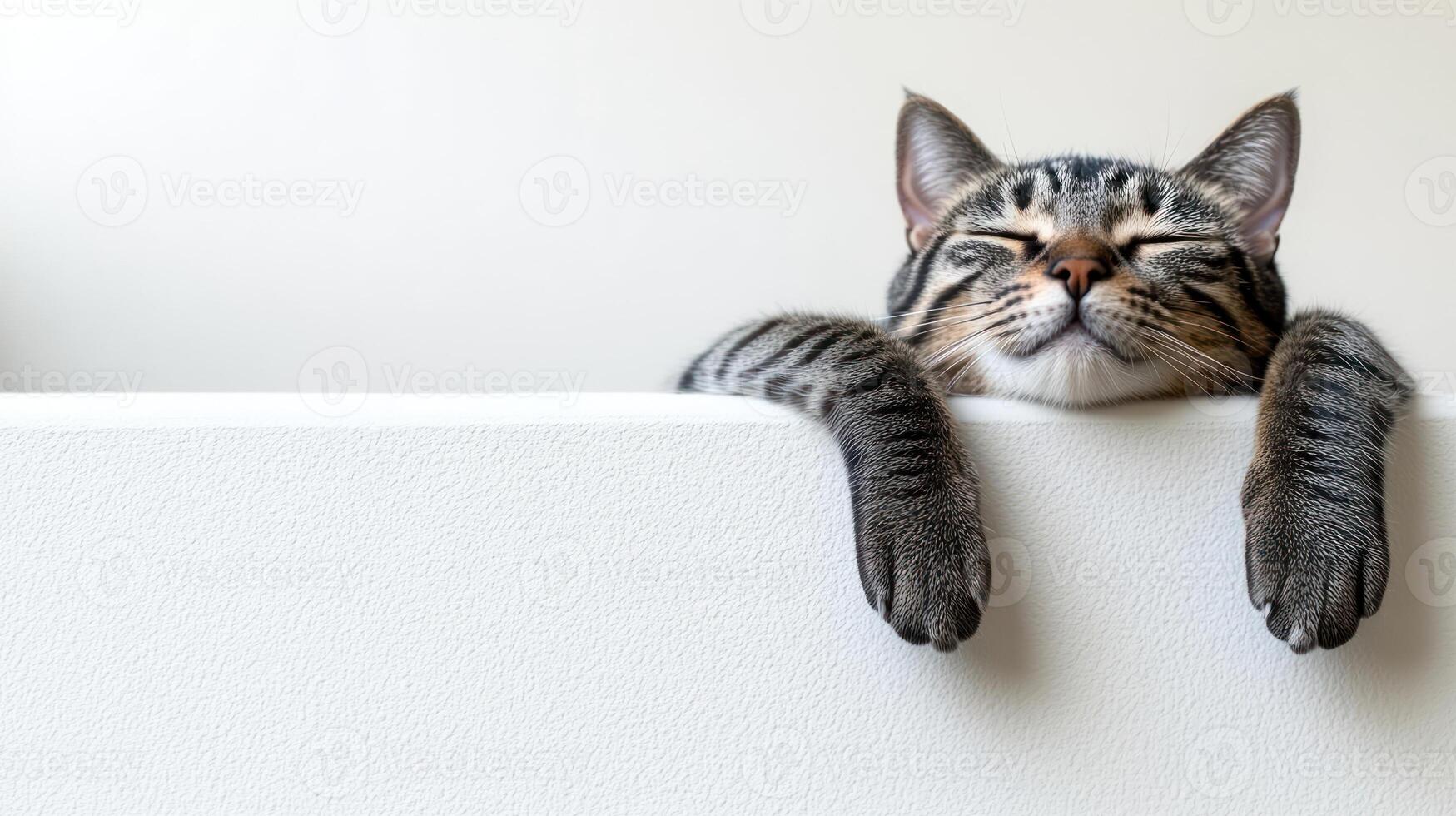 Content feline enjoys a peaceful moment while lounging at home photo