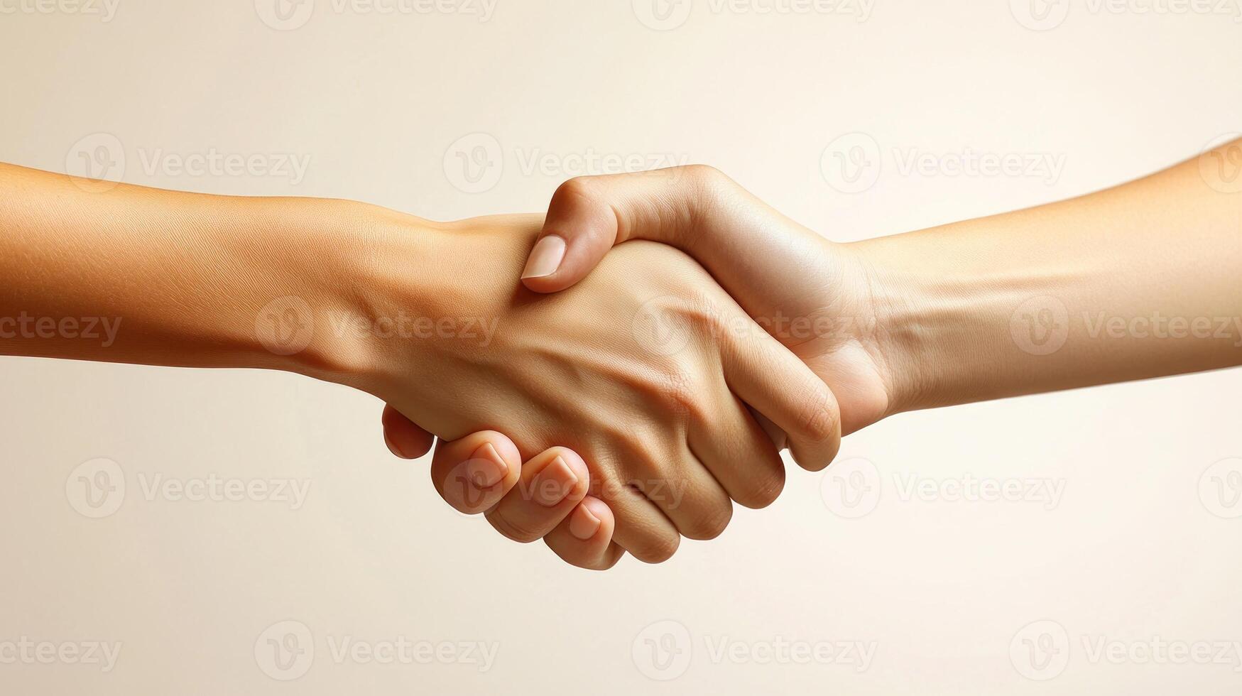 Two hands clasp together in solidarity, symbolizing agreement and connection photo