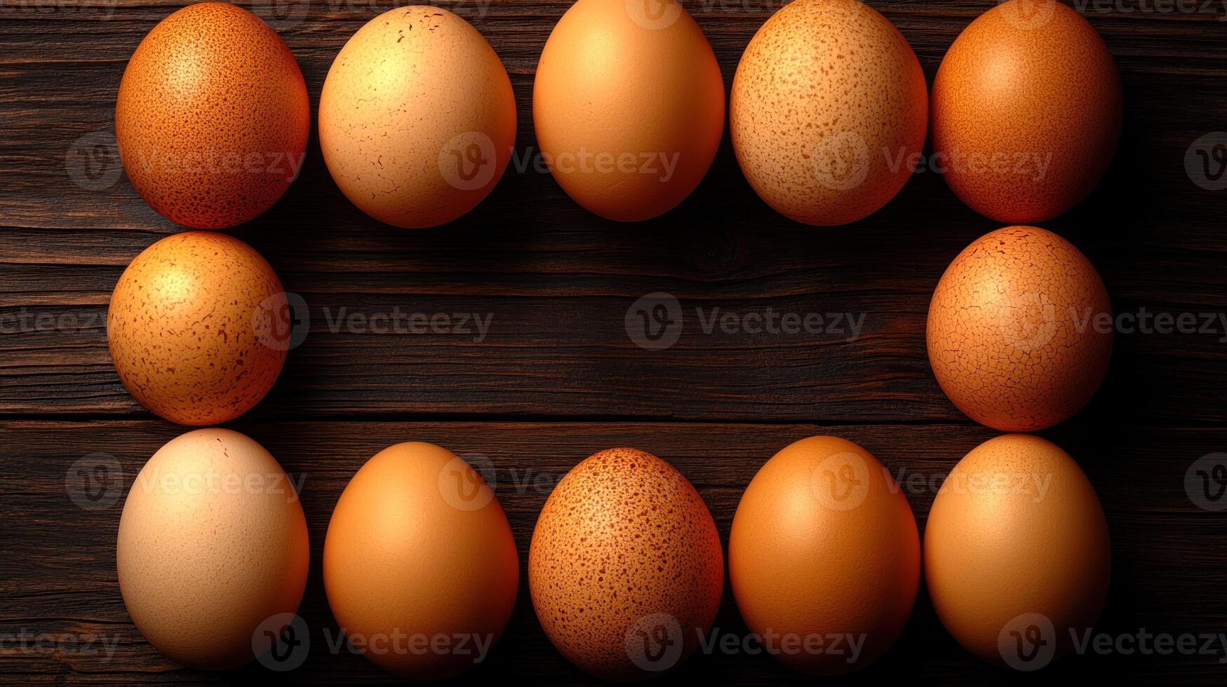 Soft hues of eggs create a striking pattern on rustic wooden surfaces photo