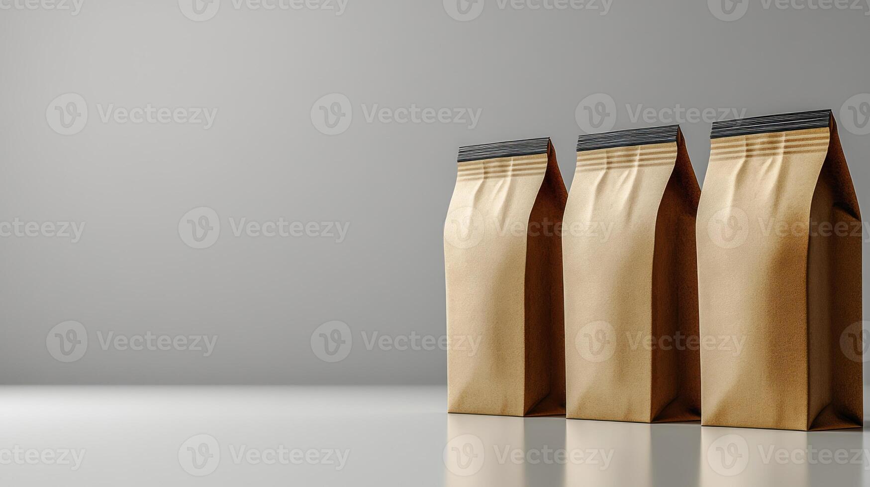 Three neatly stacked brown bags create a stylish, modern display photo