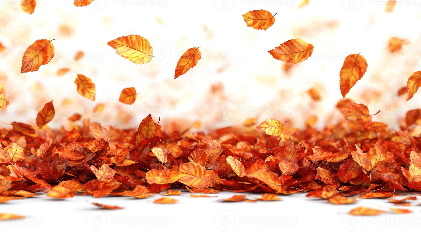 Golden leaves afloat, creating a dreamy, autumnal atmosphere under sunlight photo