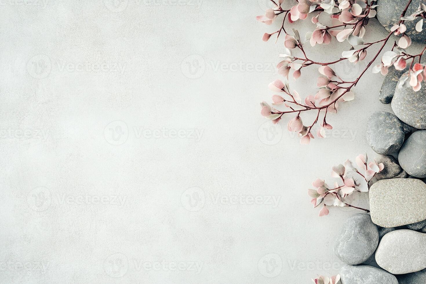 Minimalist Nordic background with stone texture and pastel accents offering a serene atmosphere for text overlay and design purposes photo