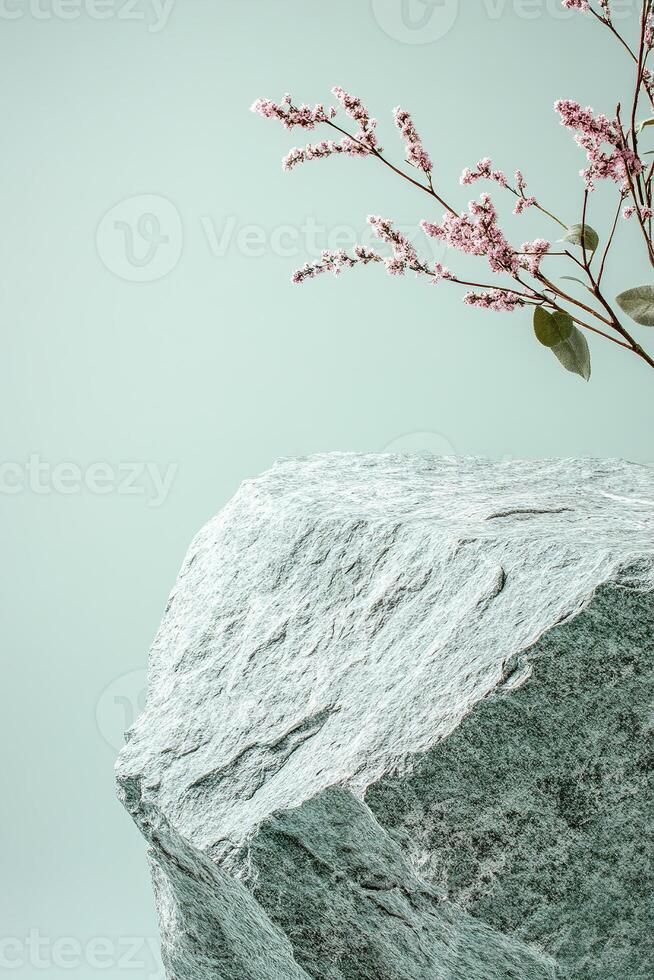 Minimalist Nordic background showcasing smooth stone texture with pastel accents and ample space for text overlay designed for a modern, calming aesthetic photo