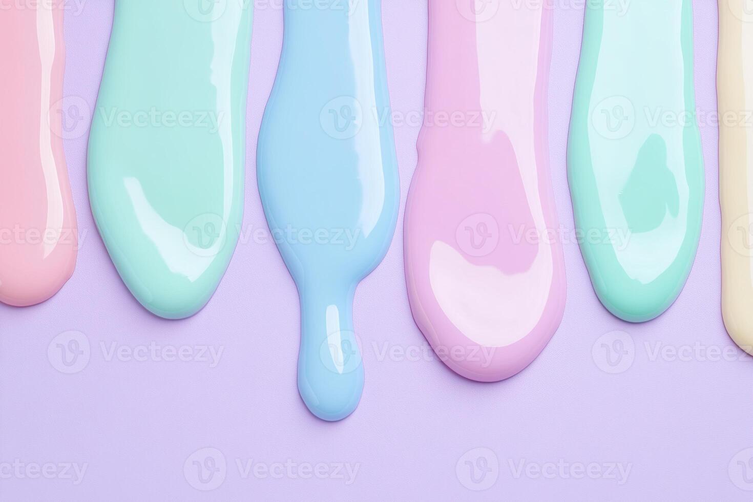 Vibrant pastel drips of nail polish create a cheerful backdrop perfect for playful text and creative designs in ultra-HD resolution photo