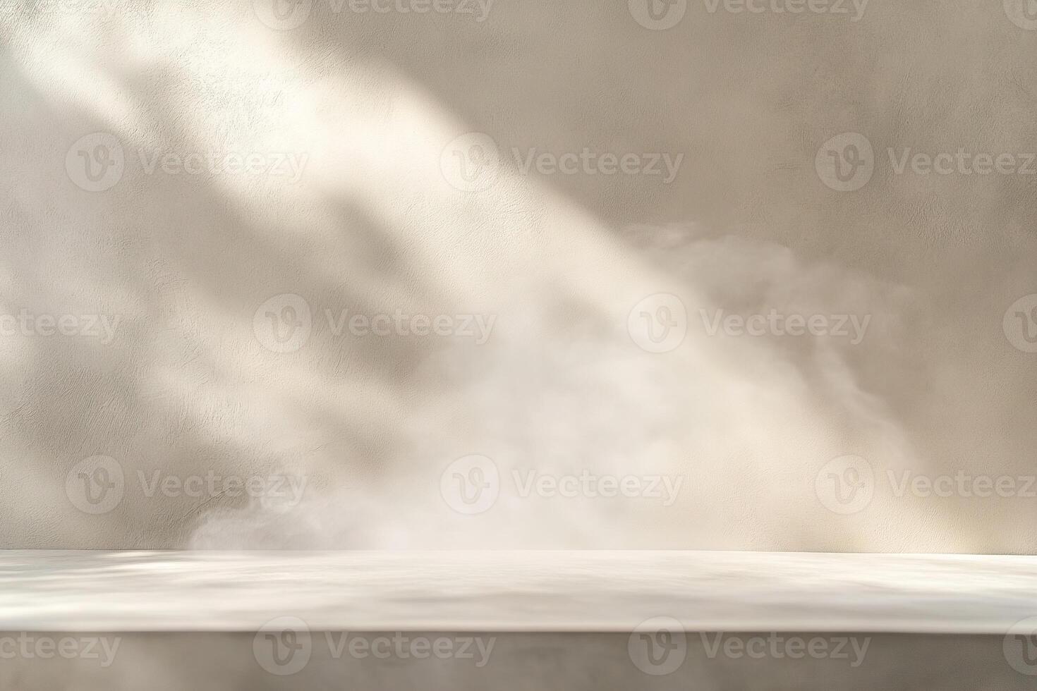 Gentle gray smoke billows gracefully over a sleek beige surface, providing a serene backdrop perfect for stylish text overlay in contemporary designs photo