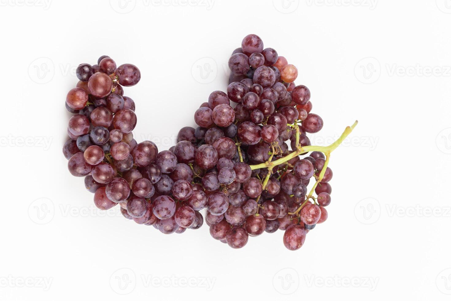 Red grape isolated on white background. Top view. Flat lay. photo