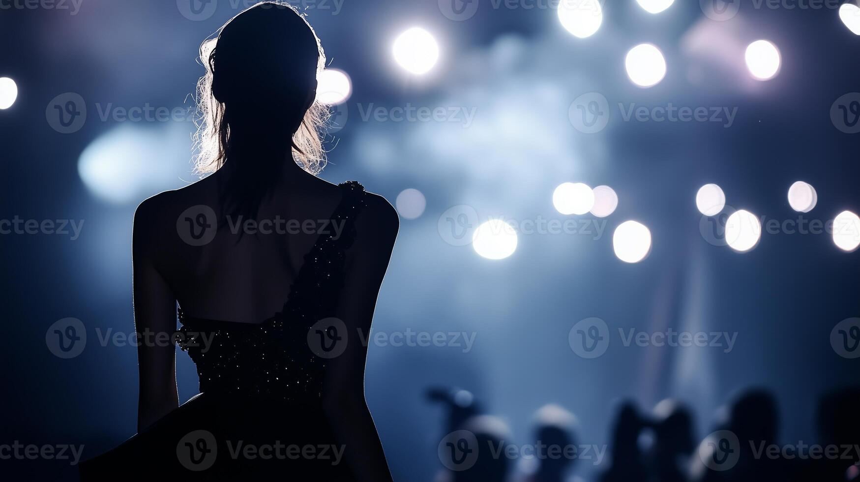 A fashion models silhouette on the runway glamour photo