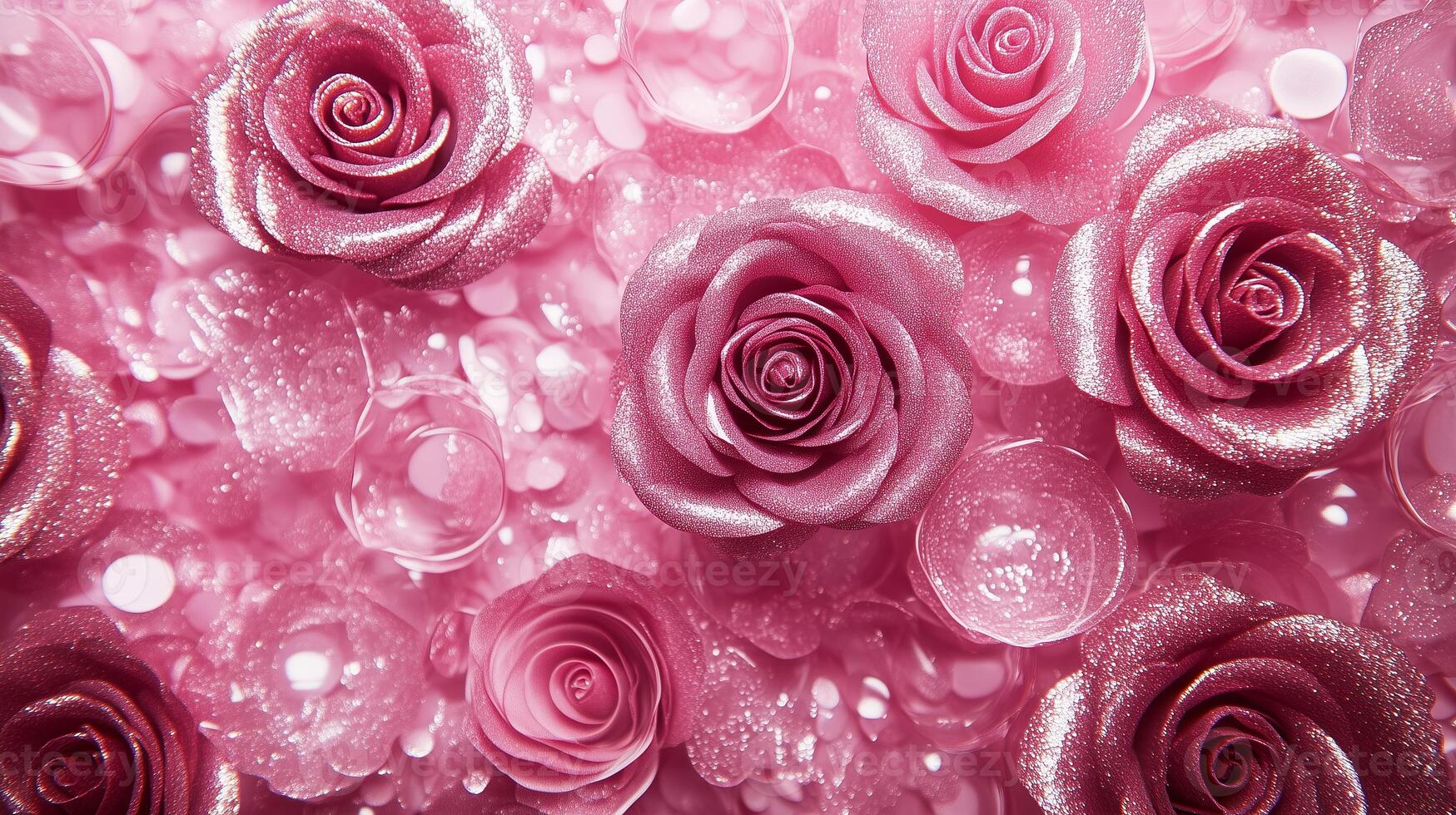 Pink glitter rose balloons background. photo