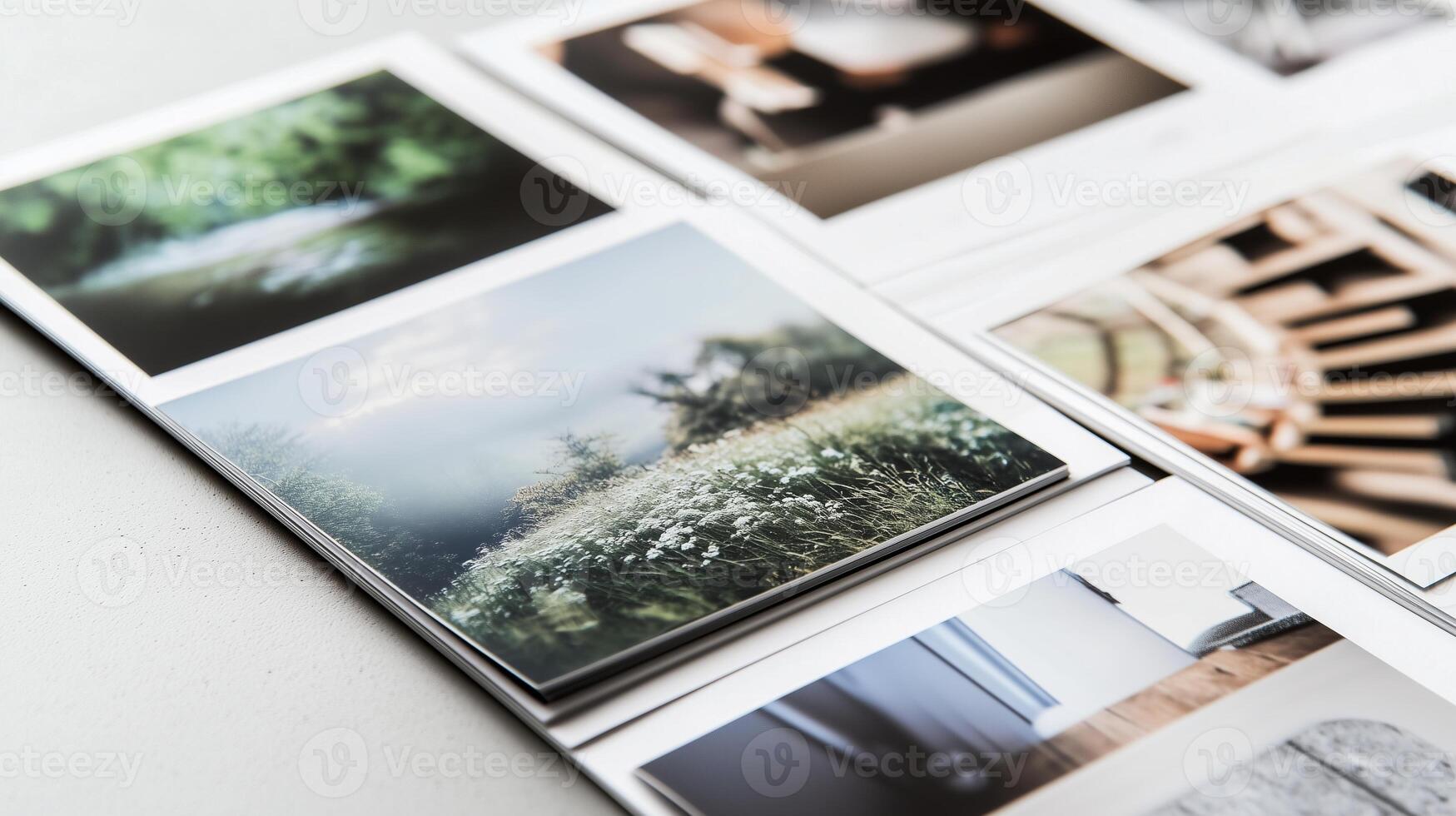 Printed brochures featuring saddle stitching closeup photo