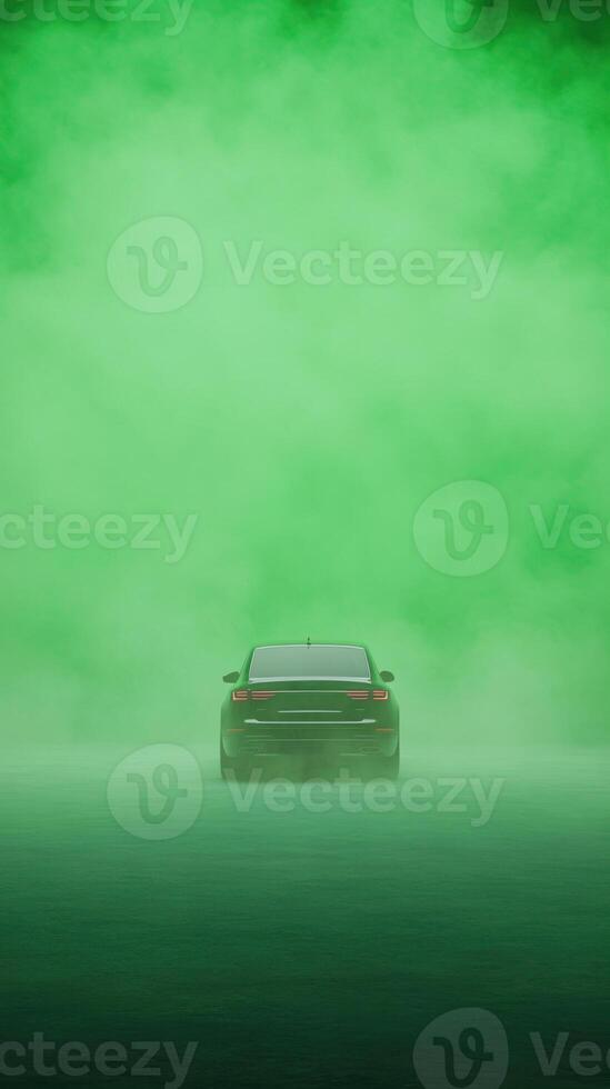 Car on Green Screen Background for Versatile Road Scenes in Photography and Film, Featuring Vivid Emerald Hue for Creative Inserts and Dynamic Compositions photo