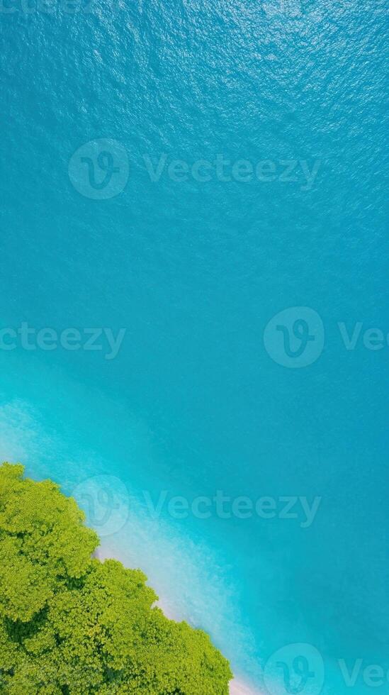 Stunning Aerial View of Blue Seascape with Lush Tropical Greenery Capturing the Vibrant Essence of Serene Nature and Ocean Tranquility in a Coastal Paradisiacal Setting photo