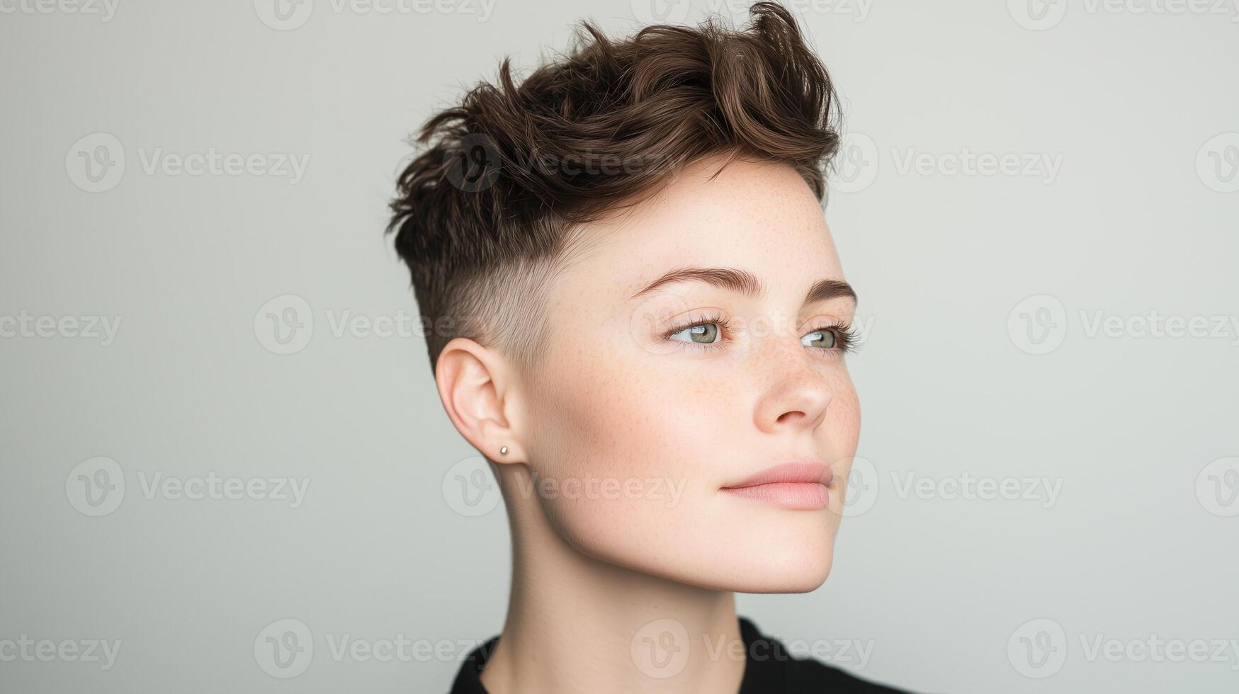 Portrait of Agender Person Expressing Identity Through Thoughtful Expression in Minimalist Style for Contemporary Lifestyle and Inclusivity Themes in Modern Photography photo