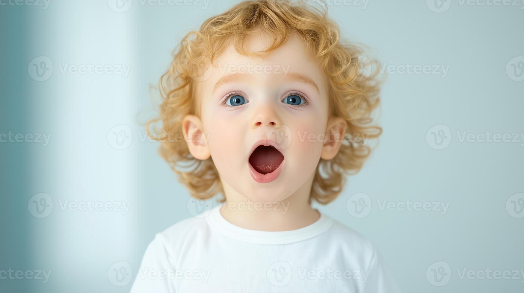 Child with Apraxia Receiving Assistance for Speech Therapy, Young Boy Learning to Speak with Help, Cute Toddler Expression in Educational Setting photo