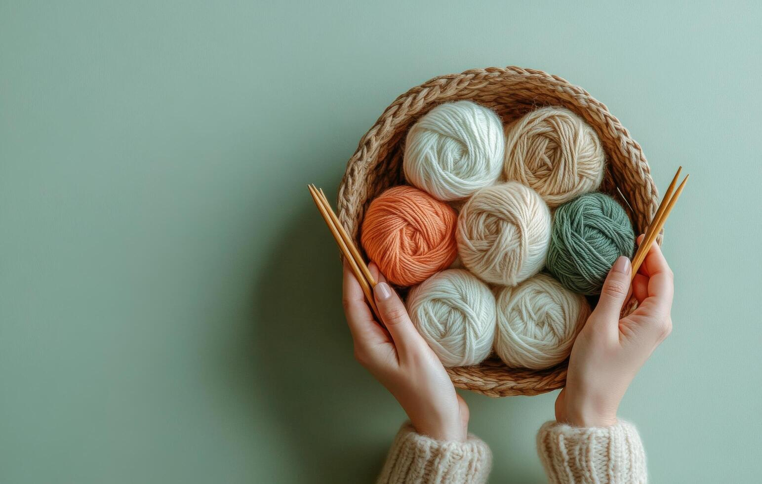 Creative knitting with colorful yarn and wooden needles in a cozy setting photo