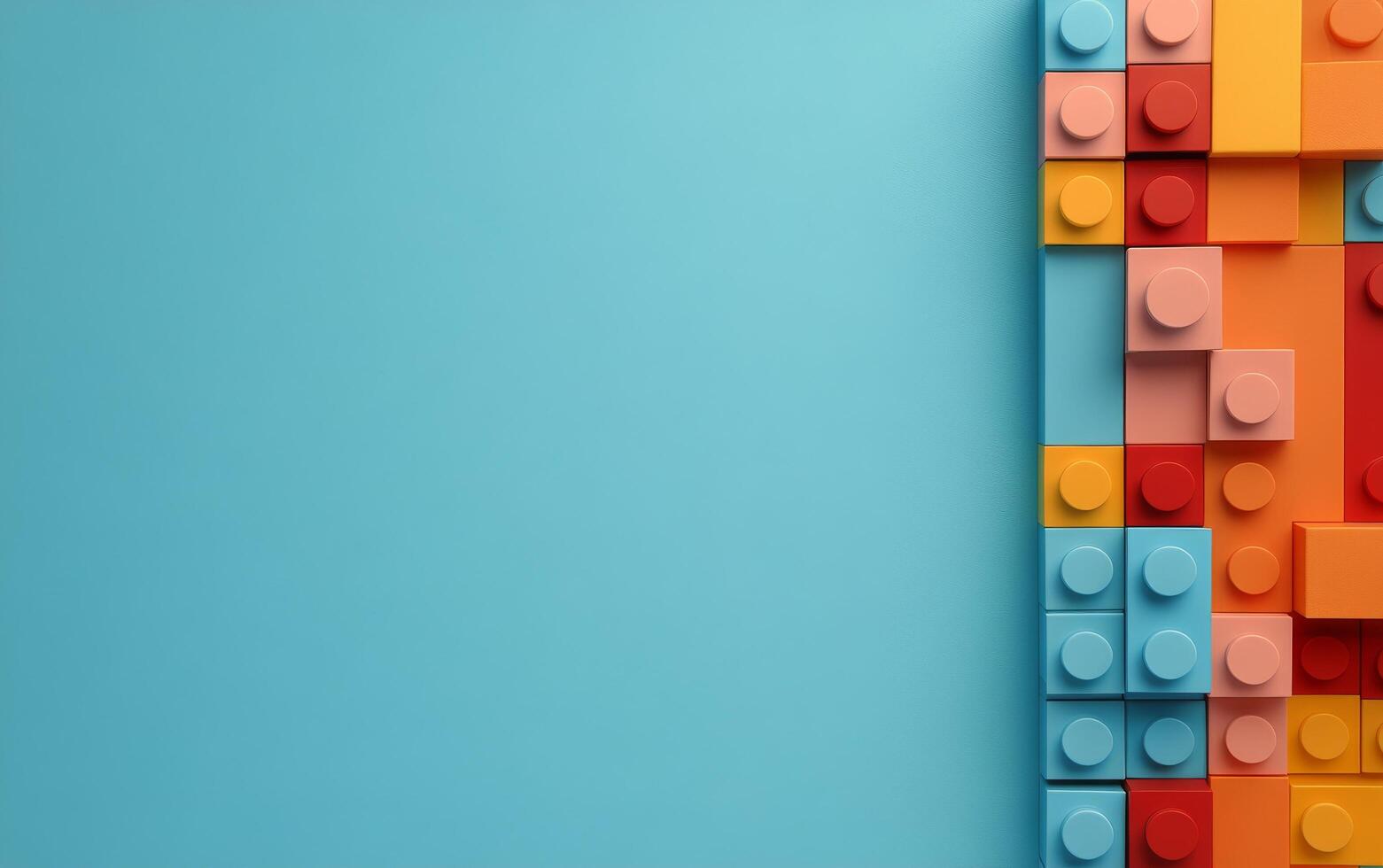 Colorful building blocks arranged creatively on a blue background showcasing creativity and imagination photo