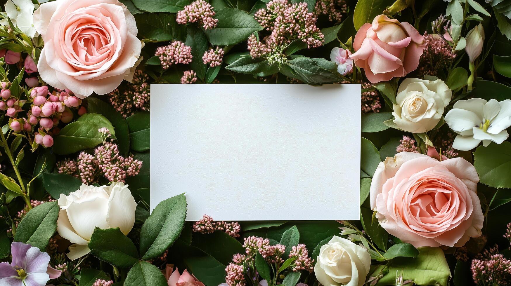 Floral arrangement with blank card for personalized messages and occasions photo