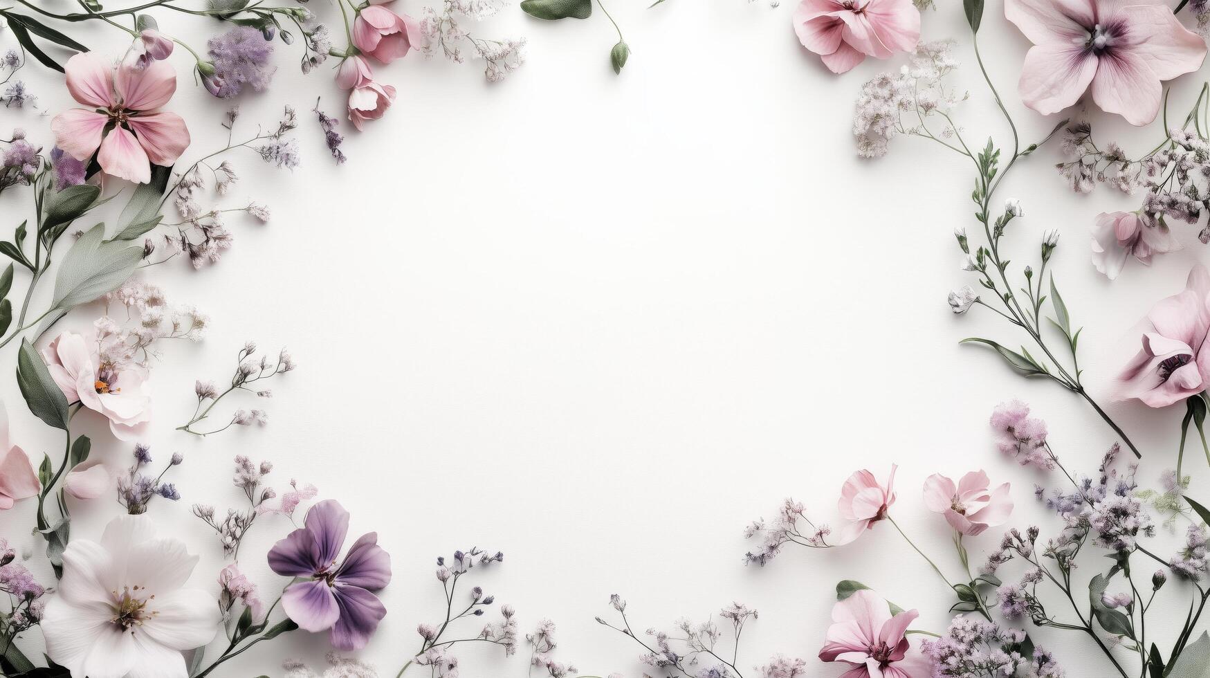 Elegant floral arrangement in soft pastel colors with space for text or design elements photo