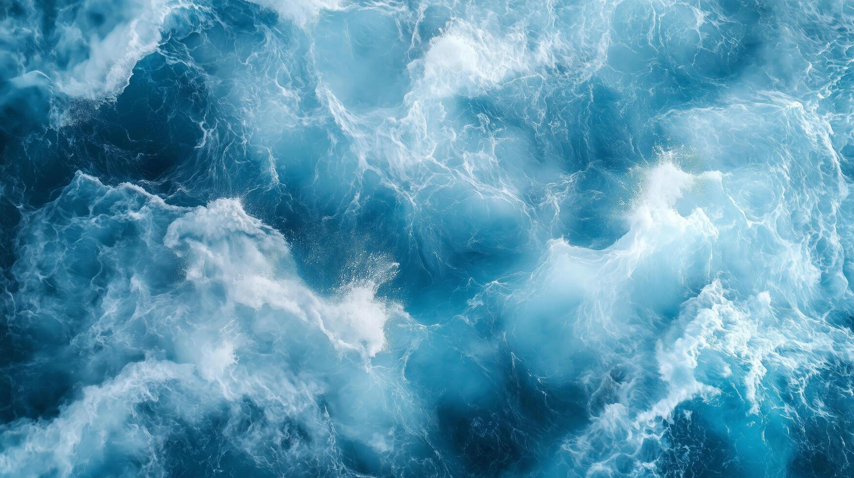 Dynamic waves crashing in the deep blue ocean during the daytime under bright sunlight photo