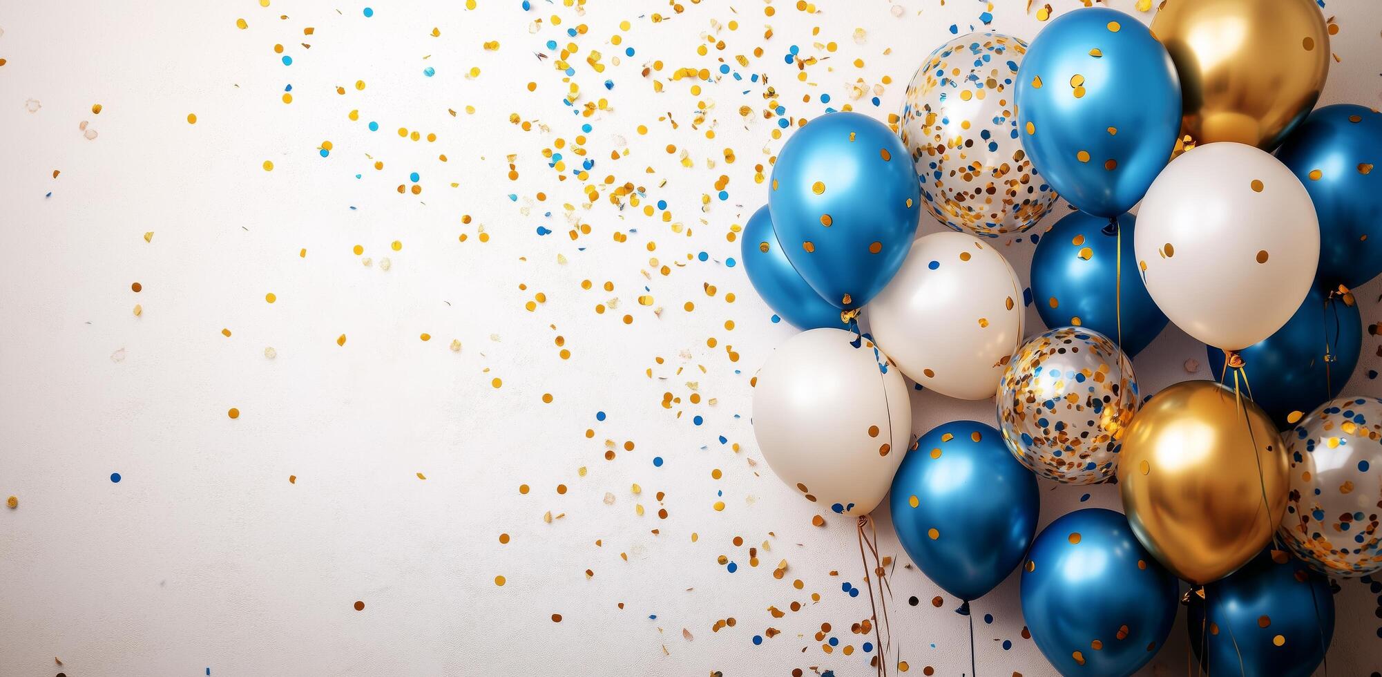 Colorful balloons and confetti create a festive atmosphere for a celebration event indoors photo