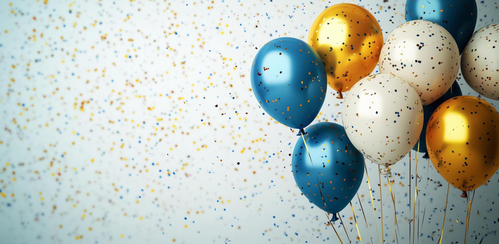 Colorful balloons with confetti create festive atmosphere for celebration event photo