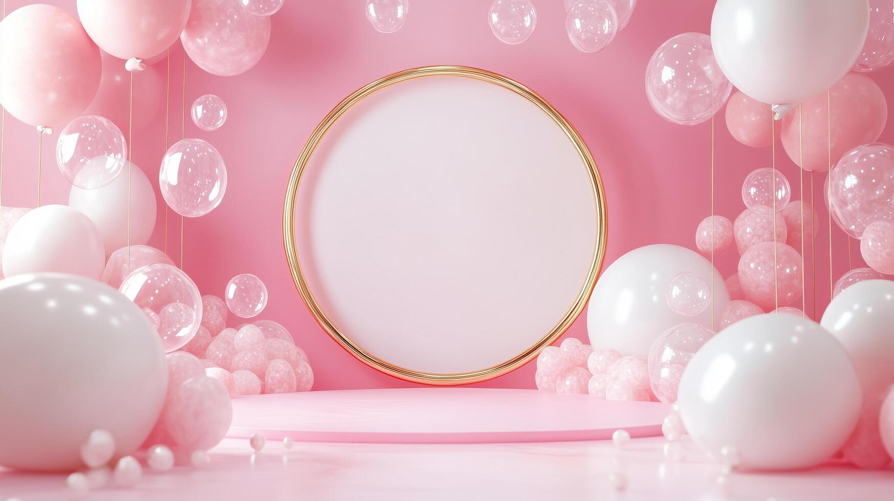 Pink balloon decorations create a vibrant backdrop for an event or celebration setup photo