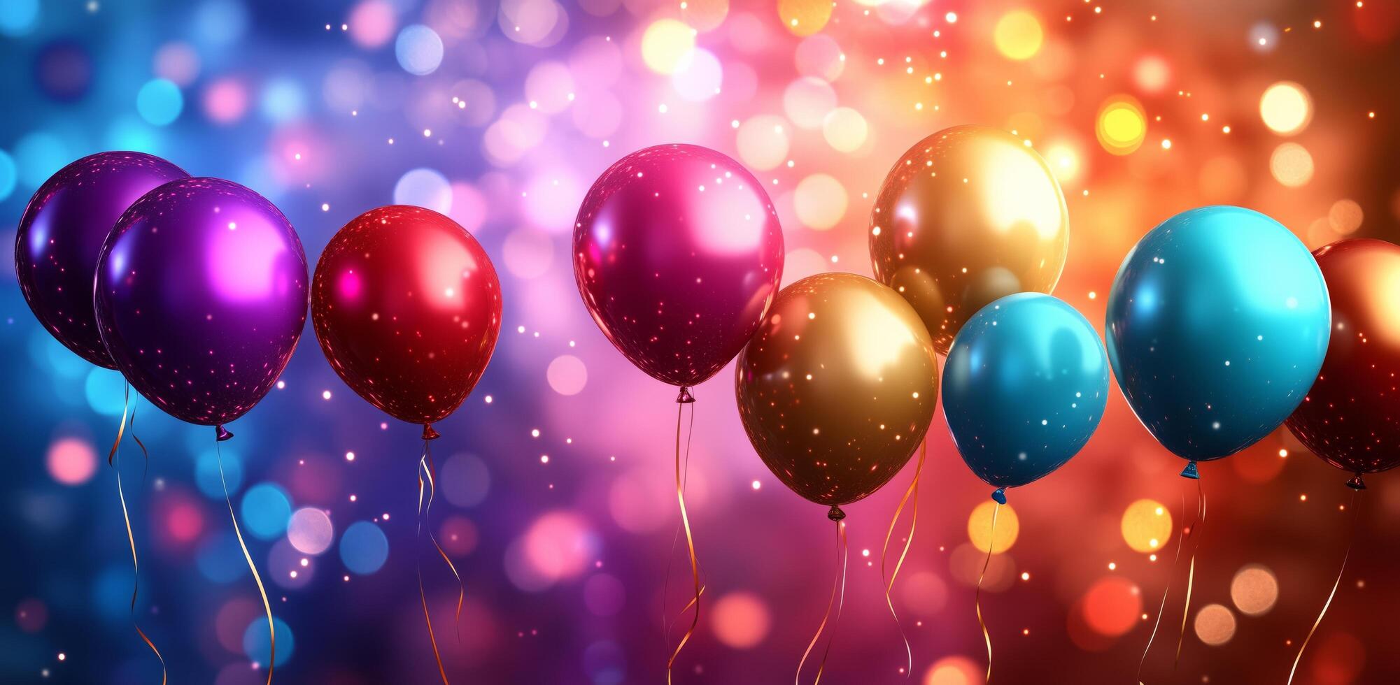 Colorful balloons create a festive atmosphere for celebrations during evening events photo