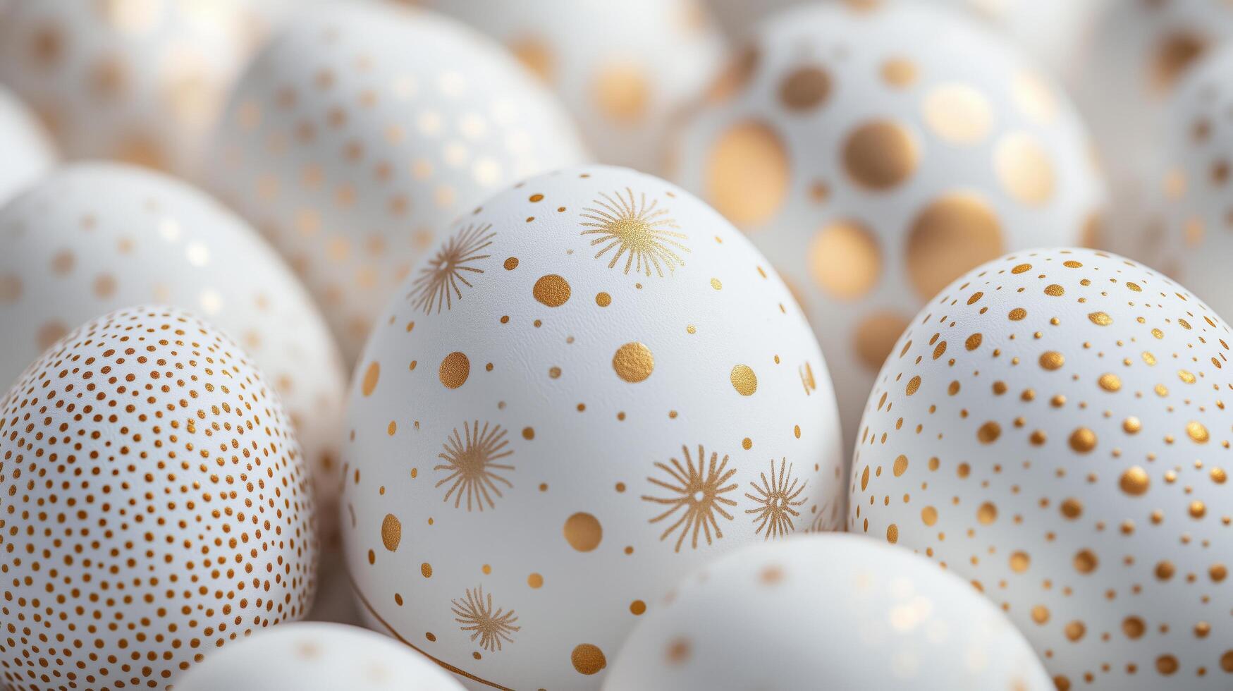 Decorative golden patterned eggs arranged together for festive celebration photo