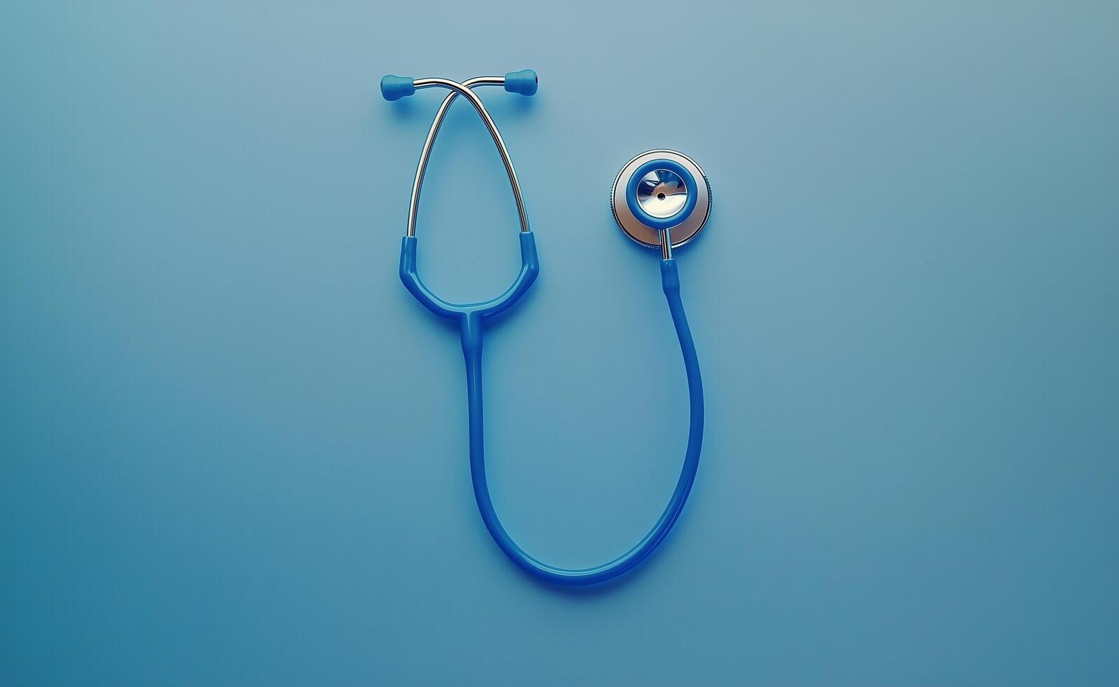 Health care tool displayed on a blue background showcasing the stethoscope design and color photo