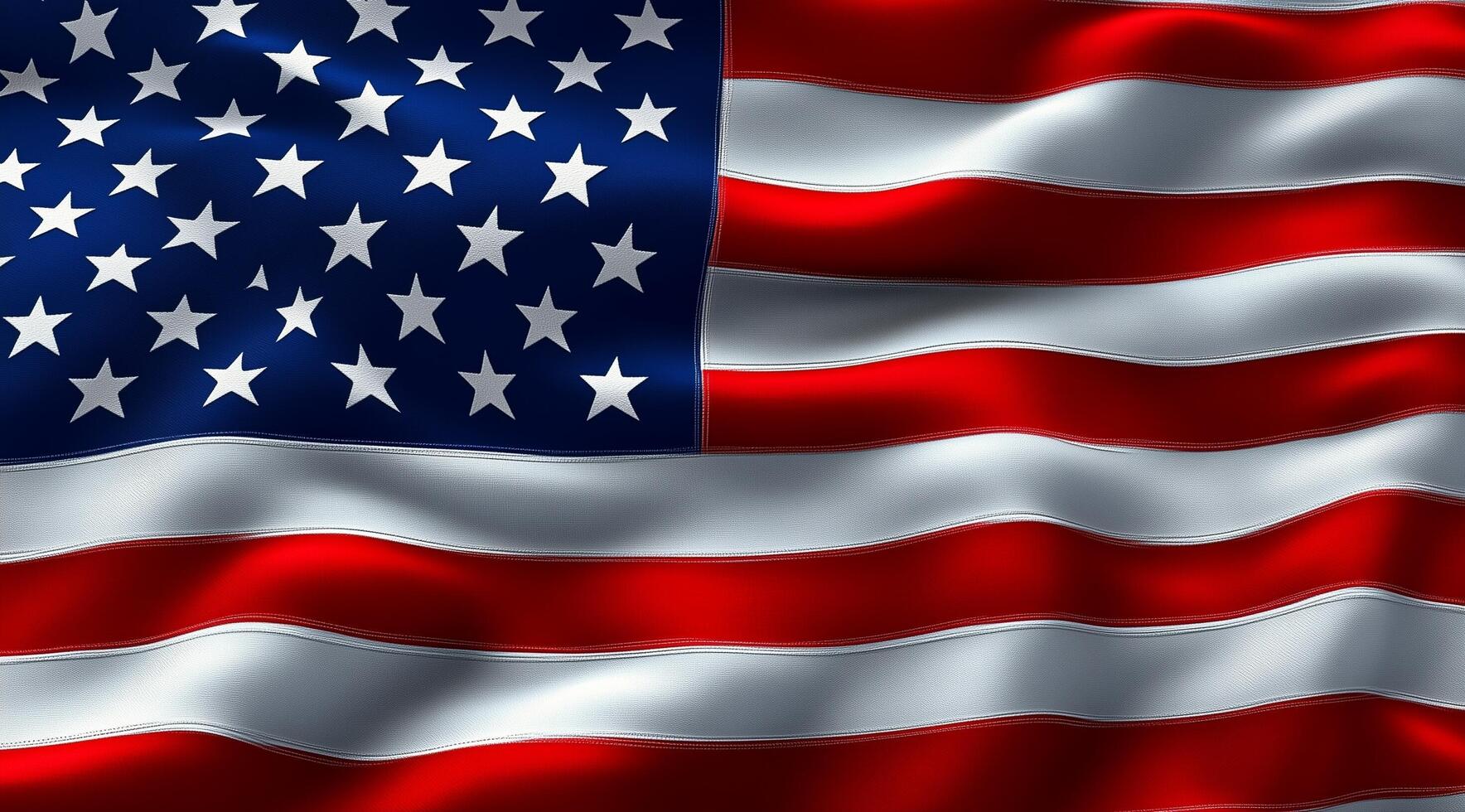 Waves of the American flag flutter against the sky in a display of national pride photo
