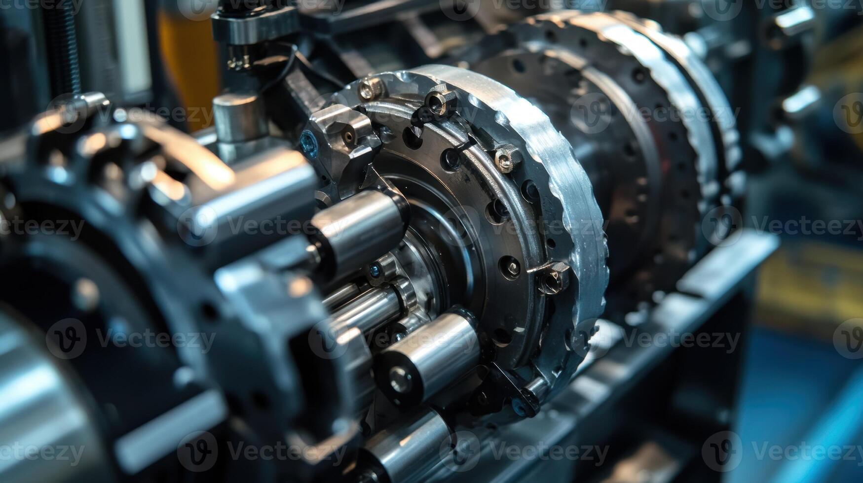 Close up of electric motor components showing manufacturing precision photo