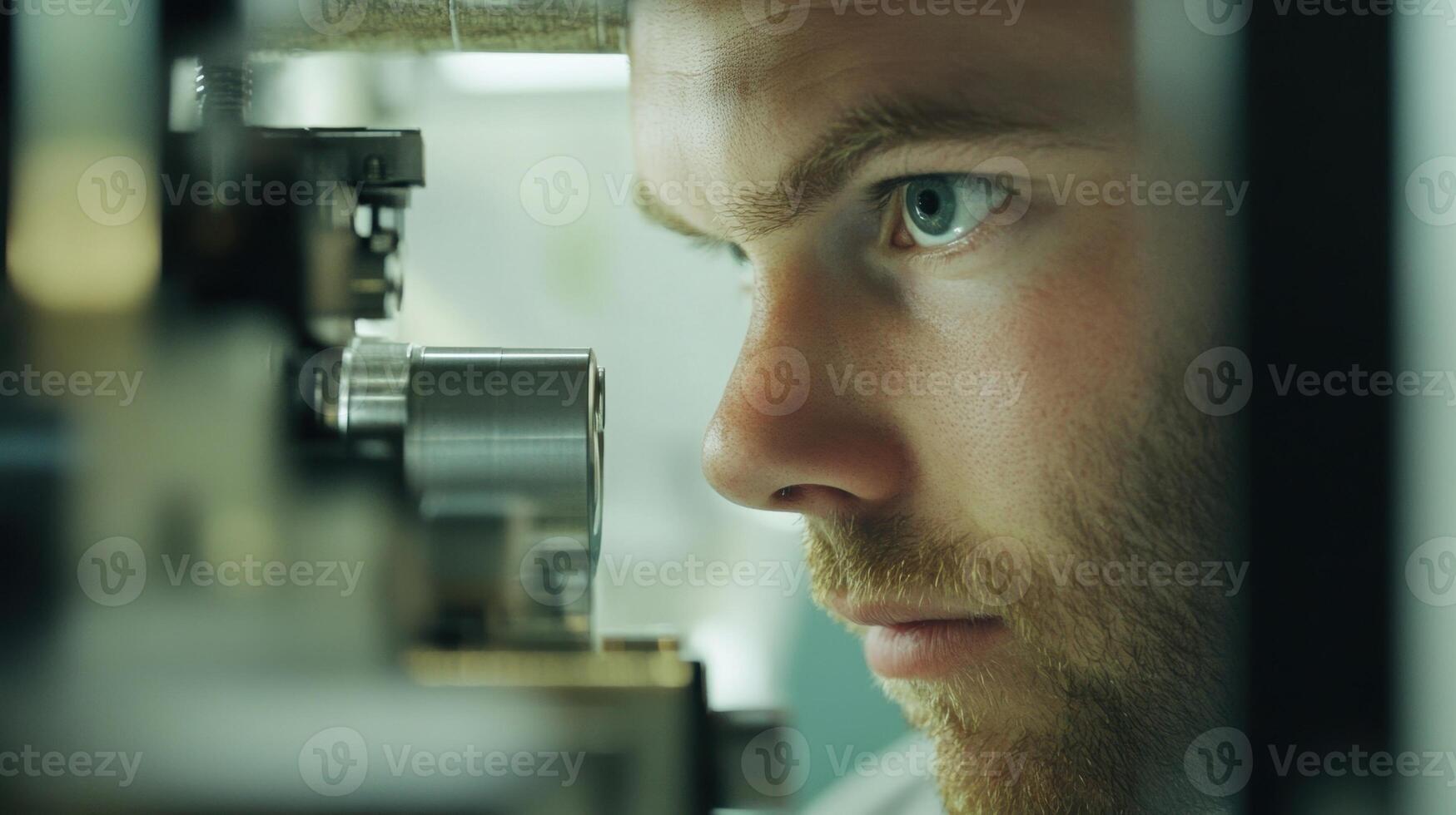 Manufacturing engineer closely observing cnc machine operation photo