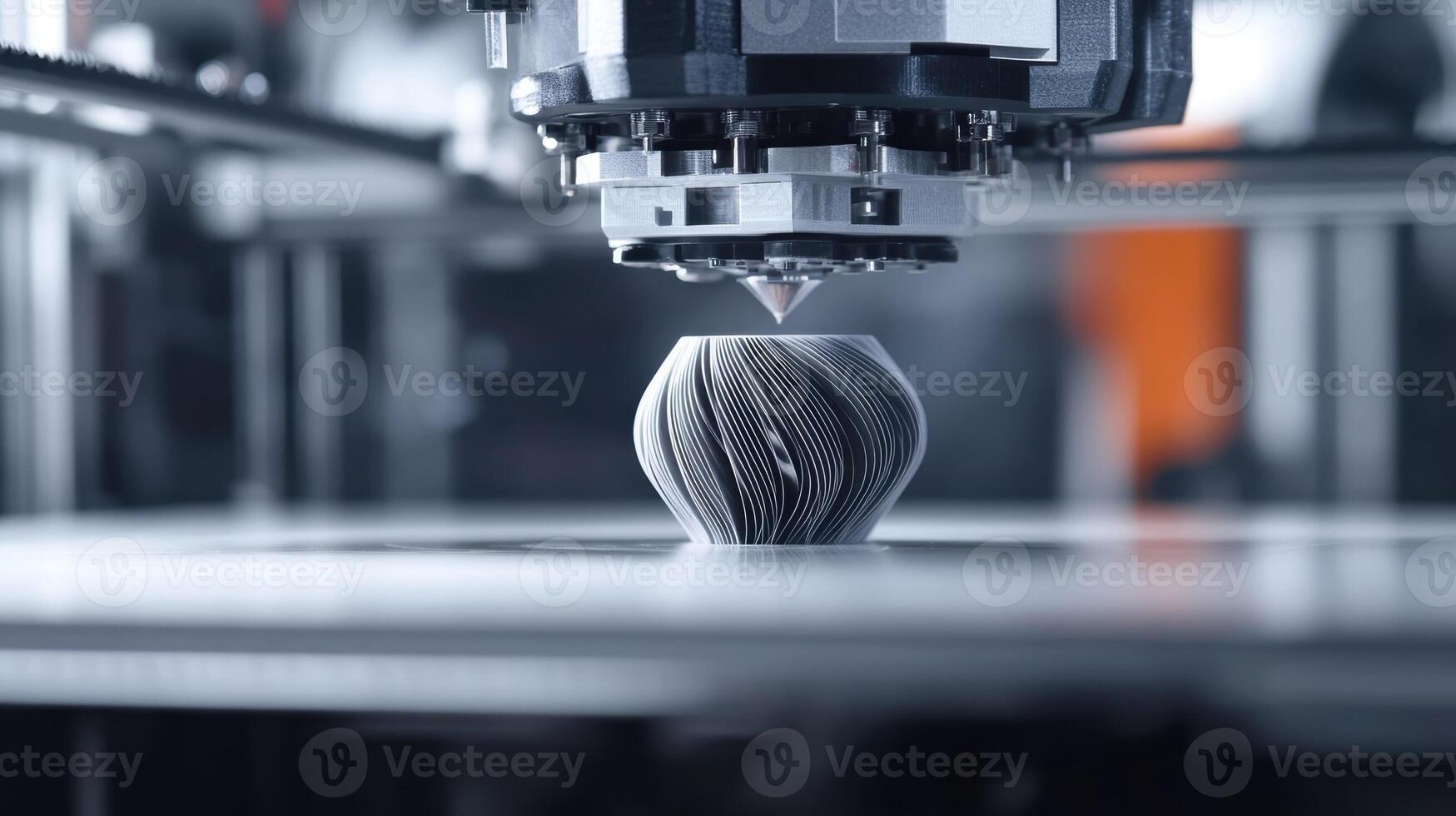 3d printer creating modern vase in laboratory setting photo