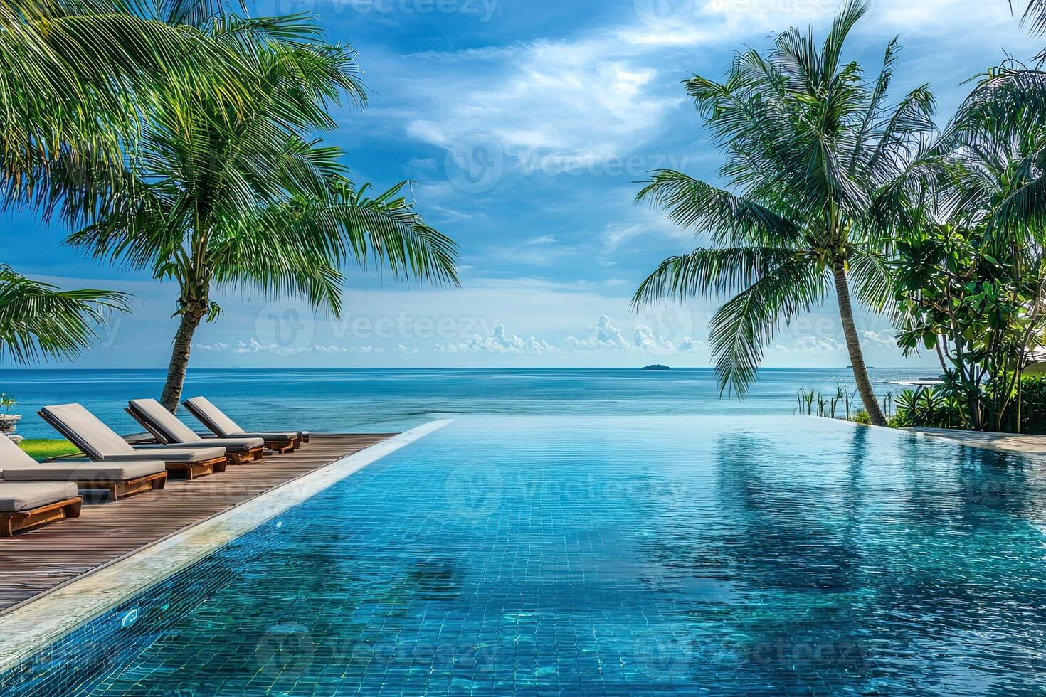 Beautiful luxury swimming pool in hotel pool resort - Boost up color Processing photo