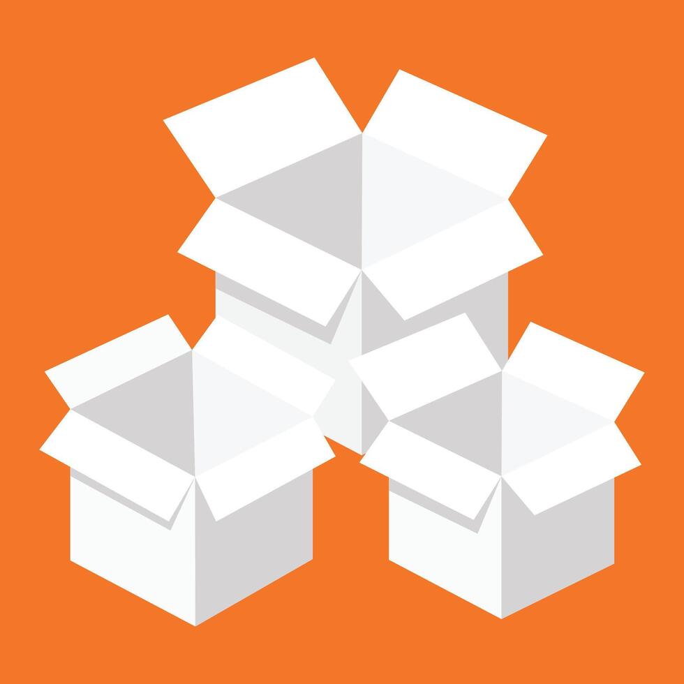 White open boxes. Gift boxes. Black packaging boxes. vector