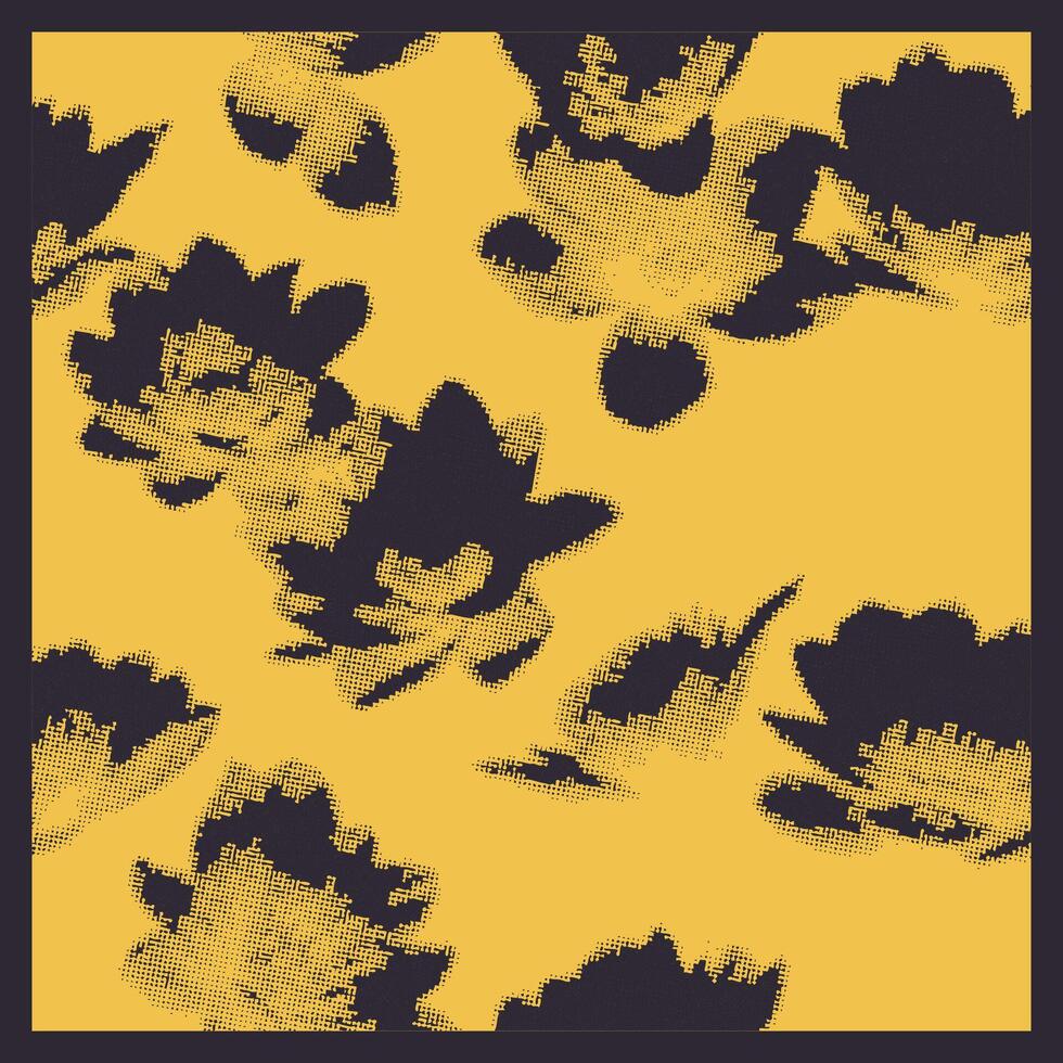 Field Flowers with Vintage Halftone and Grunge Style. Trendy Y2K Aesthetic for Prints and Designs. vector