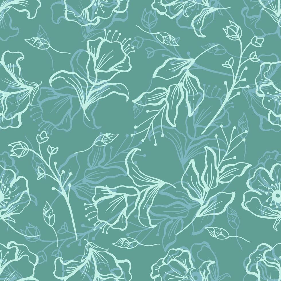 Soft and bold color Hibiscus seamless pattern vector