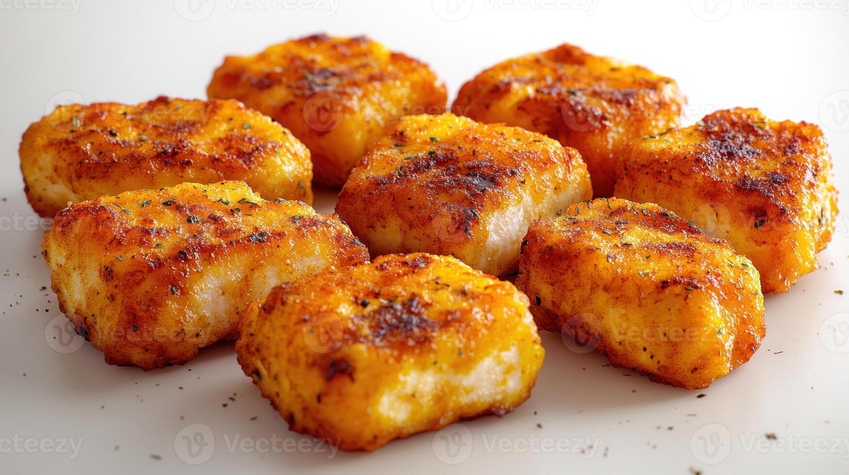 Delicious homemade potato bites crisped to perfection, served on a clean white surface photo