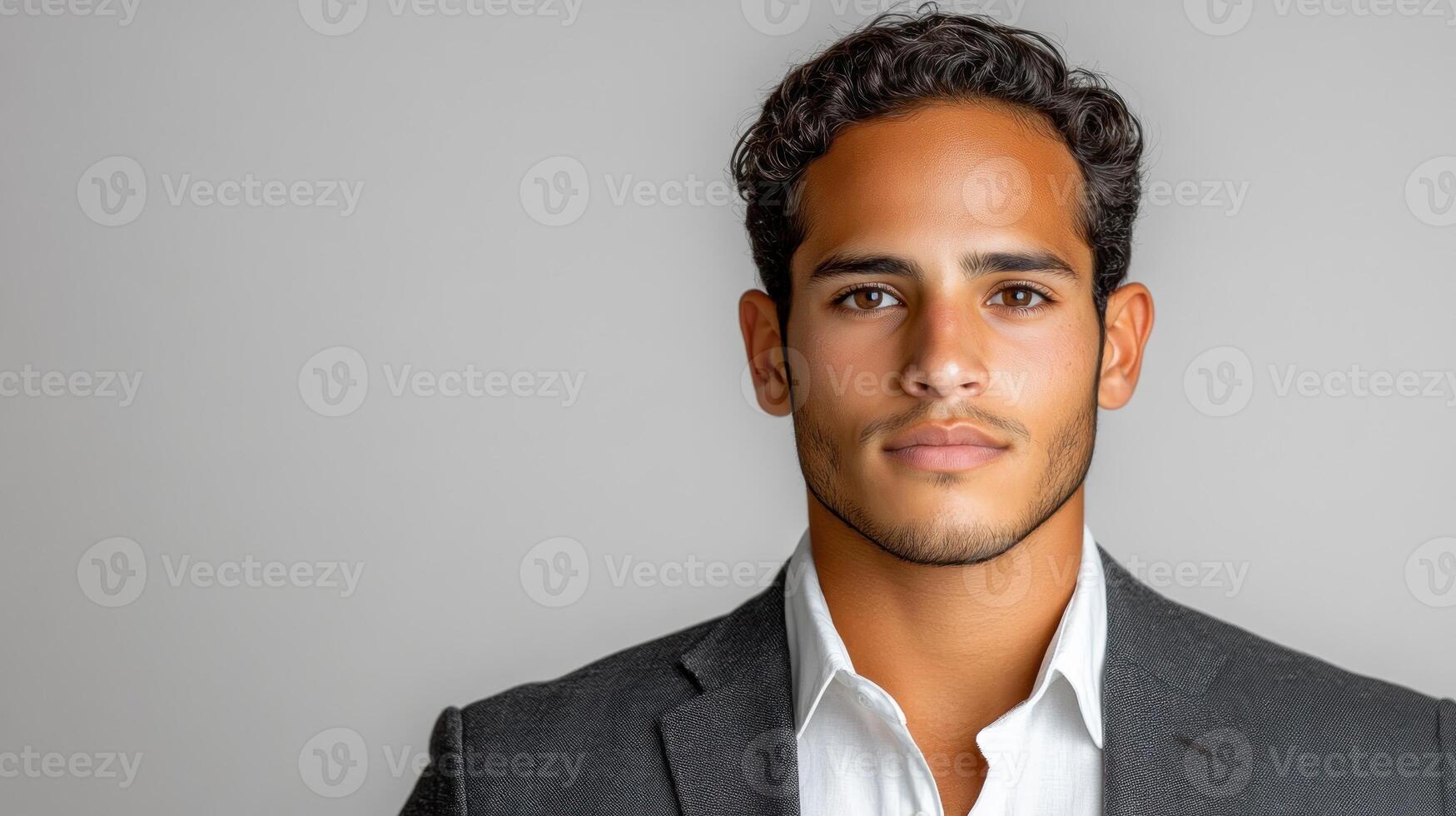 A well-dressed young man poses confidently with a slight smile photo