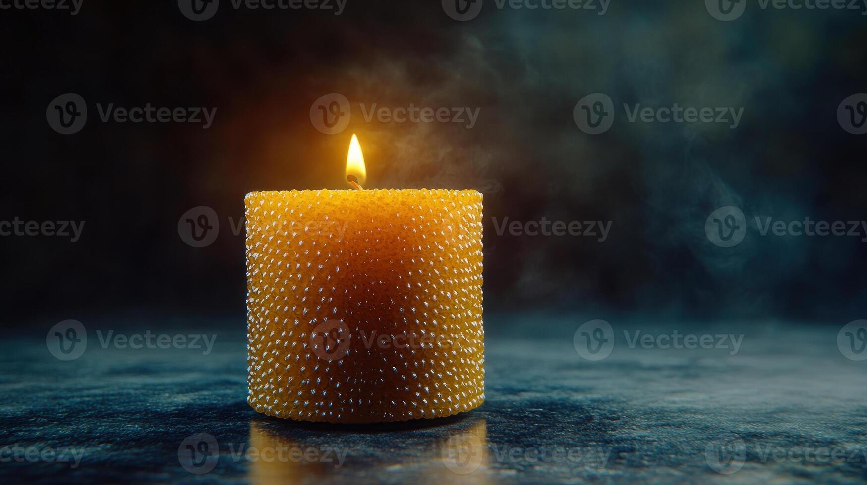 The soft flicker of a candlelight creates a calming atmosphere in the evening photo