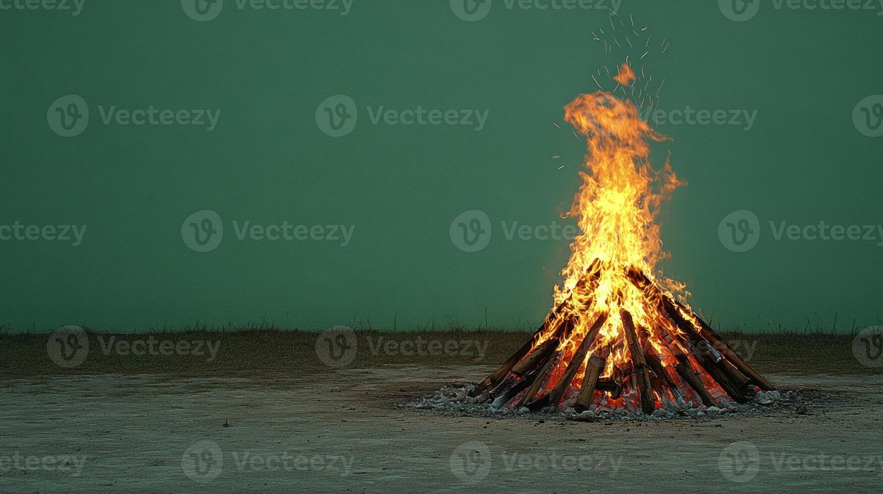 The warm flames dance joyfully while the logs smolder, illuminating the surroundings photo