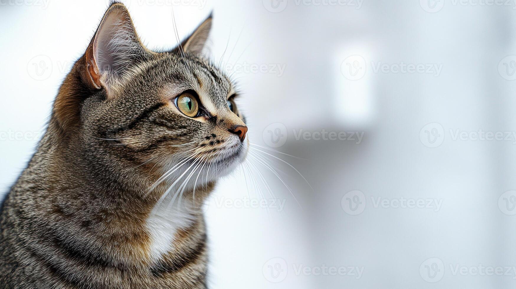 The tabby cat observes the world with playful curiosity while lounging peacefully photo