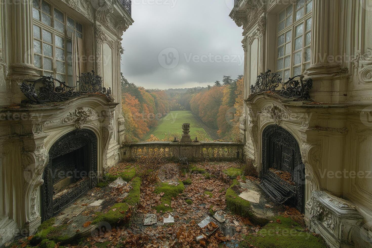 Abandoned Castle Balcony Autumnal View Landscape photo
